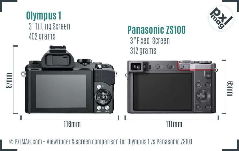 Olympus 1 vs Panasonic ZS100 Screen and Viewfinder comparison