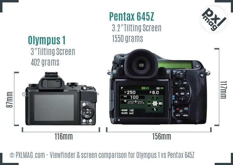Olympus 1 vs Pentax 645Z Screen and Viewfinder comparison