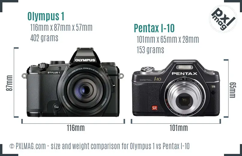 Olympus 1 vs Pentax I-10 size comparison