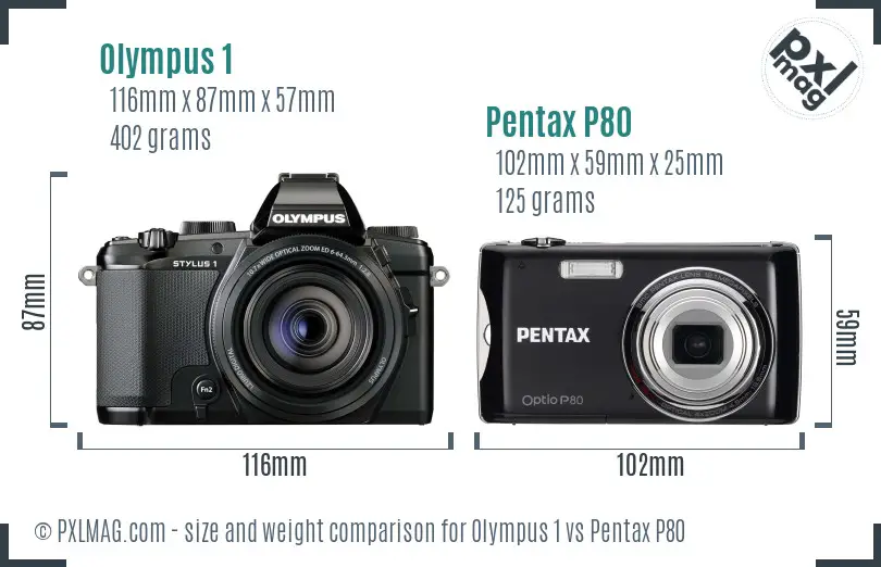 Olympus 1 vs Pentax P80 size comparison
