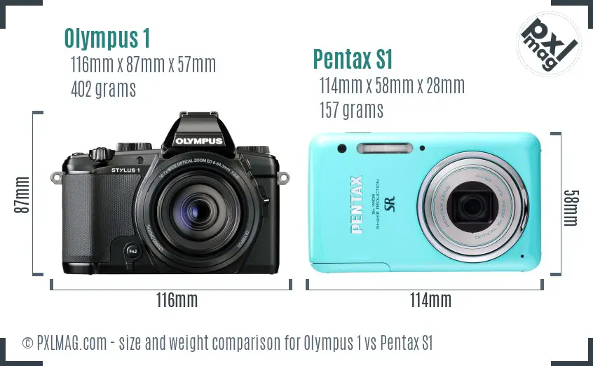 Olympus 1 vs Pentax S1 size comparison