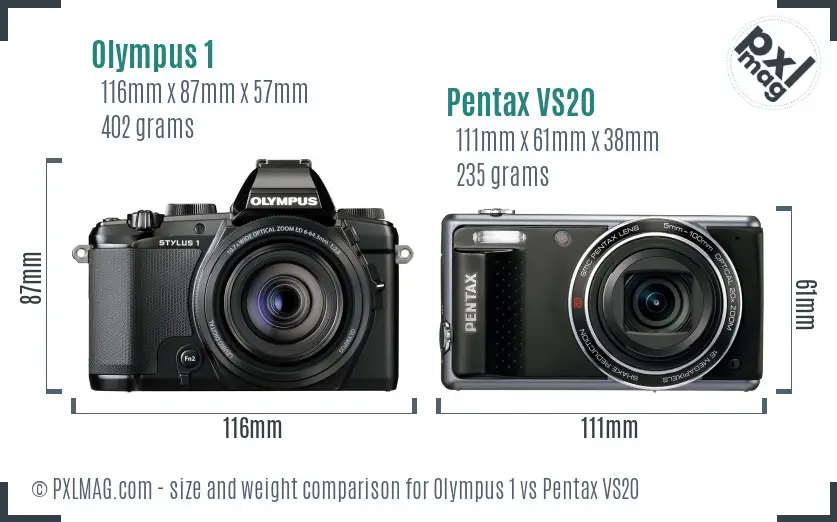 Olympus 1 vs Pentax VS20 size comparison