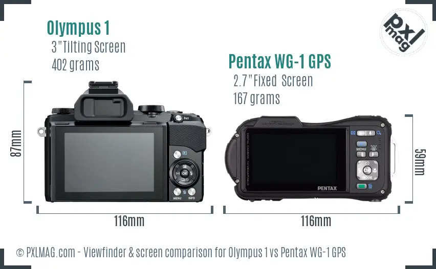 Olympus 1 vs Pentax WG-1 GPS Screen and Viewfinder comparison