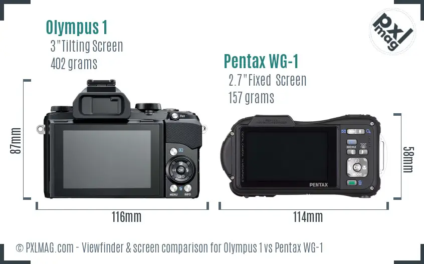 Olympus 1 vs Pentax WG-1 Screen and Viewfinder comparison