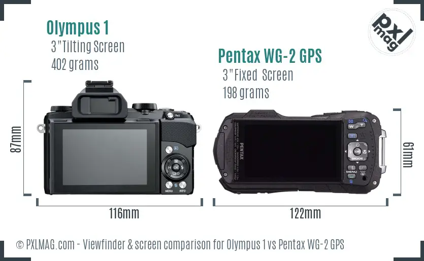 Olympus 1 vs Pentax WG-2 GPS Screen and Viewfinder comparison