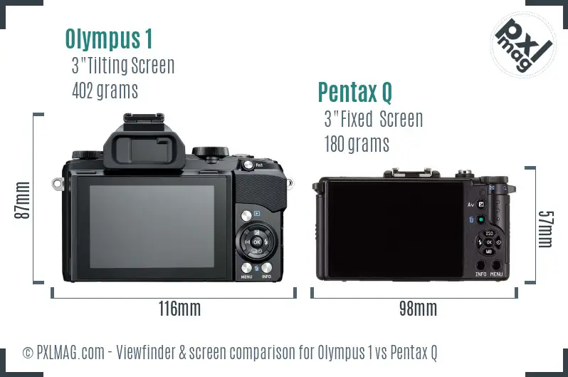 Olympus 1 vs Pentax Q Screen and Viewfinder comparison