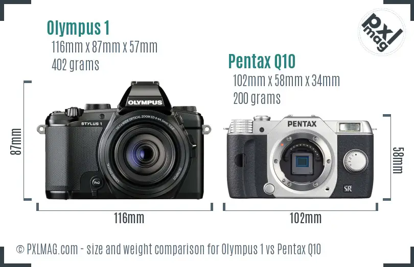 Olympus 1 vs Pentax Q10 size comparison