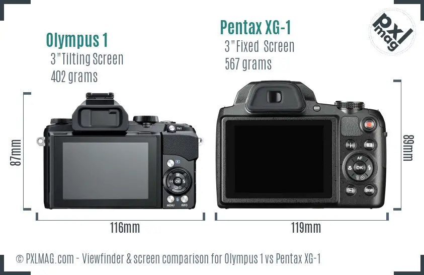 Olympus 1 vs Pentax XG-1 Screen and Viewfinder comparison Olympus 1 vs Pentax XG-1 Screen and Viewfinder comparison