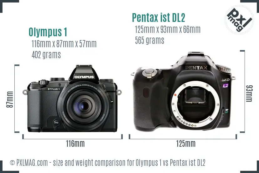 Olympus 1 vs Pentax ist DL2 size comparison