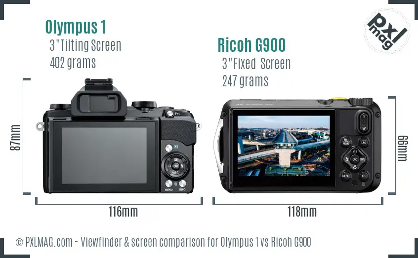 Olympus 1 vs Ricoh G900 Screen and Viewfinder comparison