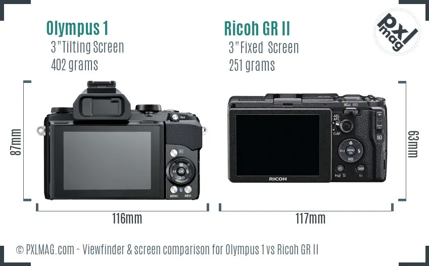 Olympus 1 vs Ricoh GR II Screen and Viewfinder comparison Olympus 1 vs Ricoh GR II Screen and Viewfinder comparison
