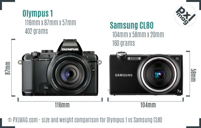 Olympus 1 vs Samsung CL80 size comparison Olympus 1 vs Samsung CL80 size comparison