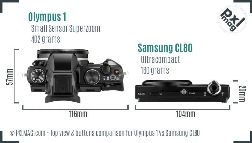 Olympus 1 vs Samsung CL80 top view buttons comparison