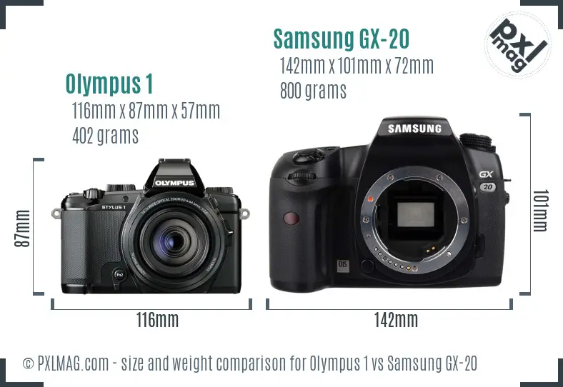 Olympus 1 vs Samsung GX-20 size comparison