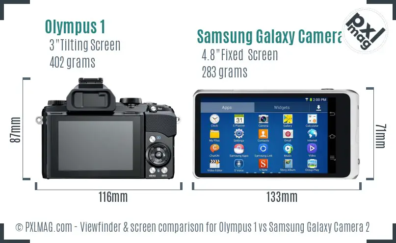 Olympus 1 vs Samsung Galaxy Camera 2 Screen and Viewfinder comparison