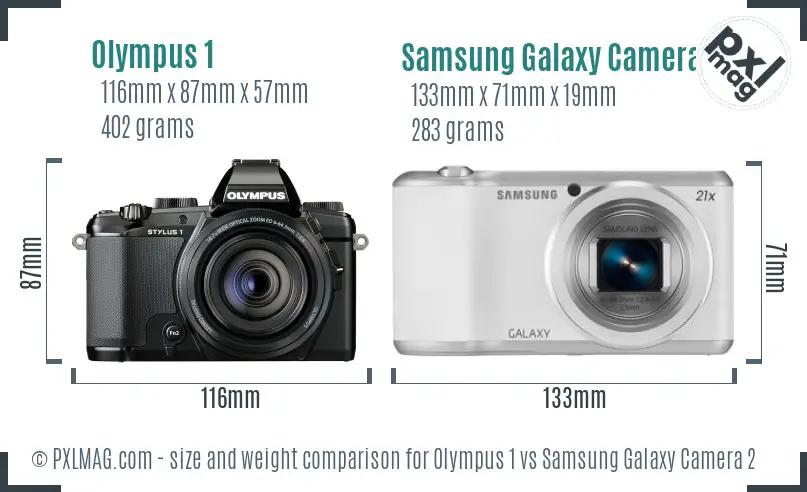 Olympus 1 vs Samsung Galaxy Camera 2 size comparison