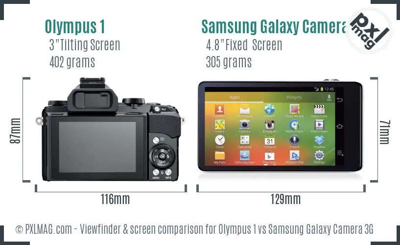 Olympus 1 vs Samsung Galaxy Camera 3G Screen and Viewfinder comparison Olympus 1 vs Samsung Galaxy Camera 3G Screen and Viewfinder comparison