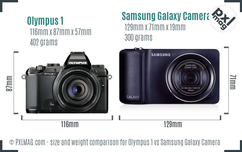 Olympus 1 vs Samsung Galaxy Camera size comparison