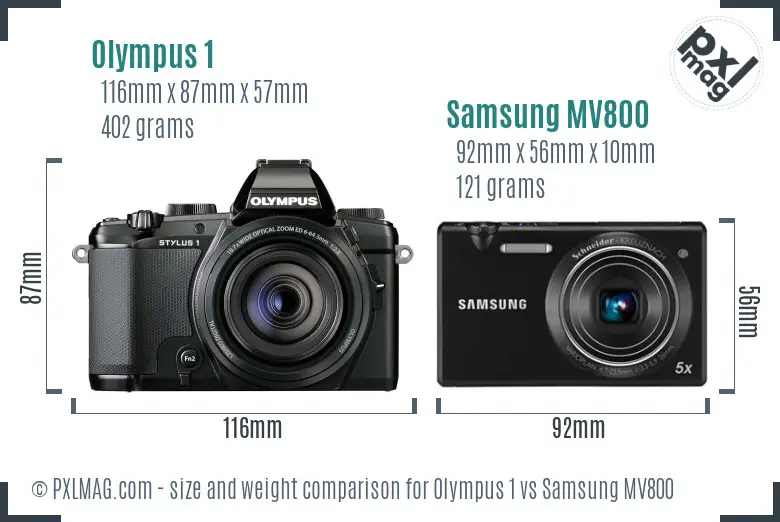 Olympus 1 vs Samsung MV800 size comparison Olympus 1 vs Samsung MV800 size comparison
