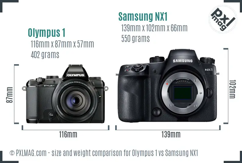 Olympus 1 vs Samsung NX1 size comparison Olympus 1 vs Samsung NX1 size comparison
