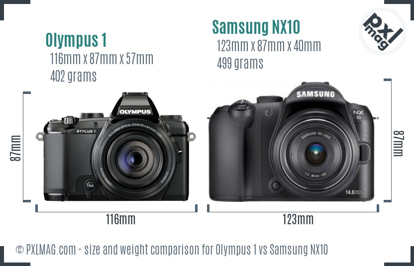 Olympus 1 vs Samsung NX10 size comparison Olympus 1 vs Samsung NX10 size comparison