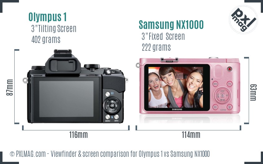 Olympus 1 vs Samsung NX1000 Screen and Viewfinder comparison