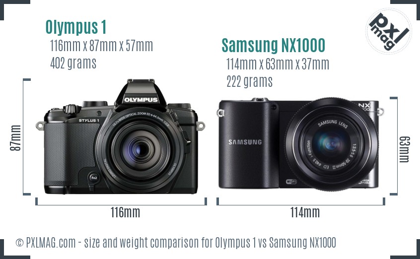 Olympus 1 vs Samsung NX1000 size comparison