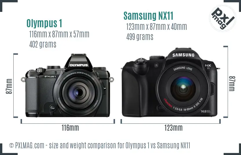 Olympus 1 vs Samsung NX11 size comparison