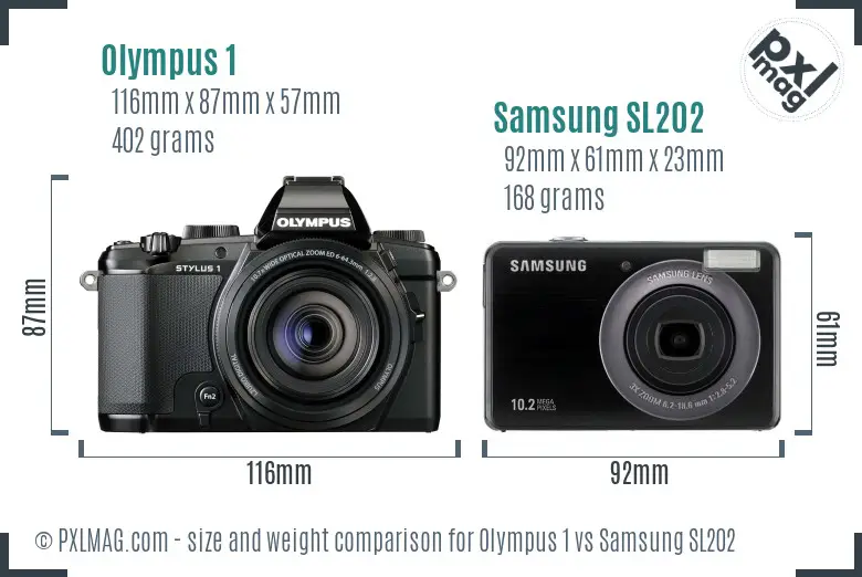 Olympus 1 vs Samsung SL202 size comparison