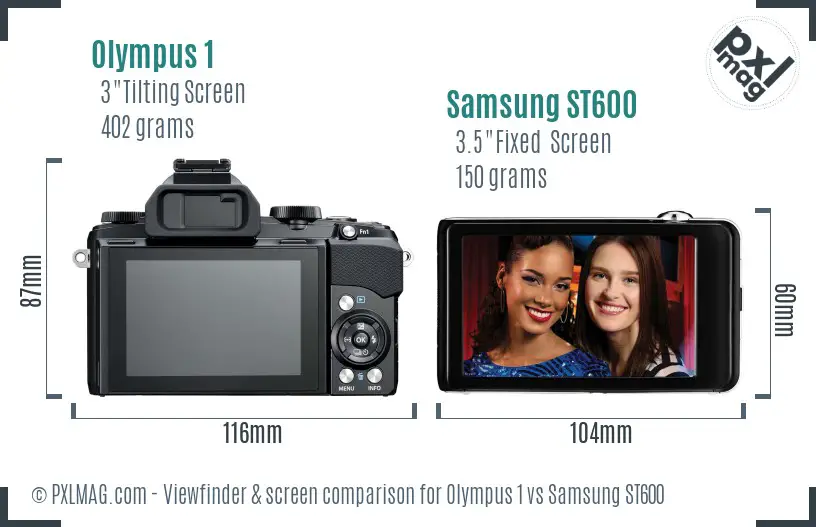 Olympus 1 vs Samsung ST600 Screen and Viewfinder comparison Olympus 1 vs Samsung ST600 Screen and Viewfinder comparison