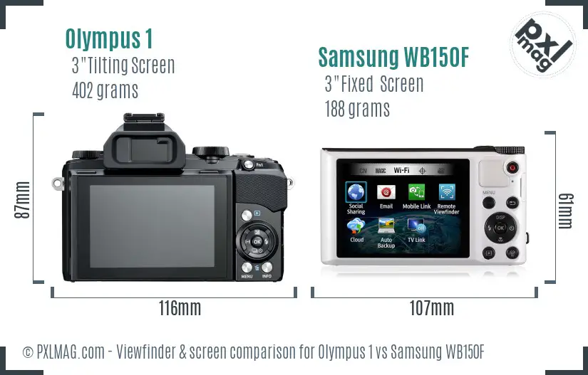 Olympus 1 vs Samsung WB150F Screen and Viewfinder comparison Olympus 1 vs Samsung WB150F Screen and Viewfinder comparison