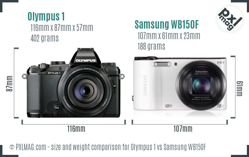 Olympus 1 vs Samsung WB150F size comparison Olympus 1 vs Samsung WB150F size comparison
