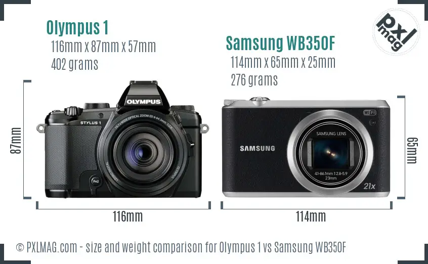 Olympus 1 vs Samsung WB350F size comparison