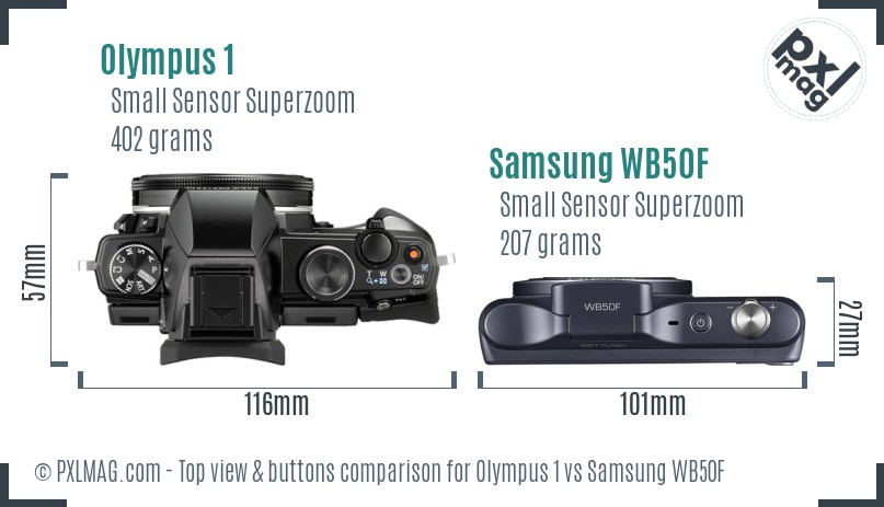 Olympus 1 vs Samsung WB50F top view buttons comparison