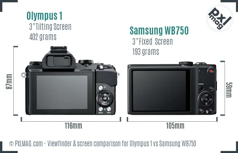 Olympus 1 vs Samsung WB750 Screen and Viewfinder comparison Olympus 1 vs Samsung WB750 Screen and Viewfinder comparison