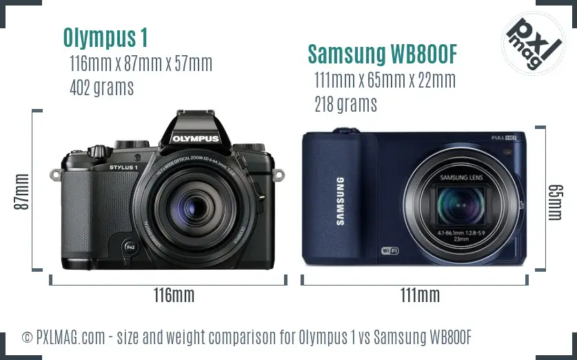 Olympus 1 vs Samsung WB800F size comparison