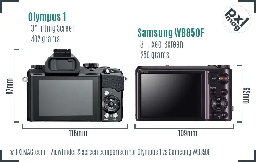 Olympus 1 vs Samsung WB850F Screen and Viewfinder comparison Olympus 1 vs Samsung WB850F Screen and Viewfinder comparison