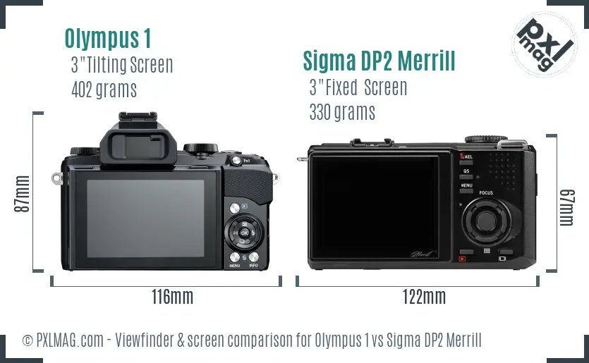 Olympus 1 vs Sigma DP2 Merrill Screen and Viewfinder comparison Olympus 1 vs Sigma DP2 Merrill Screen and Viewfinder comparison