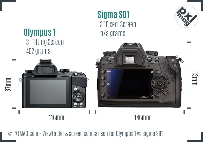 Olympus 1 vs Sigma SD1 Screen and Viewfinder comparison