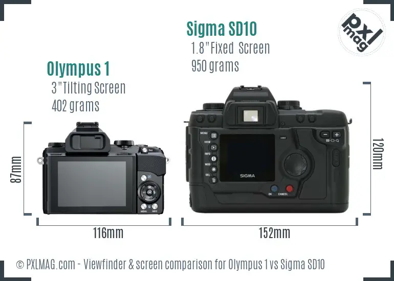 Olympus 1 vs Sigma SD10 Screen and Viewfinder comparison
