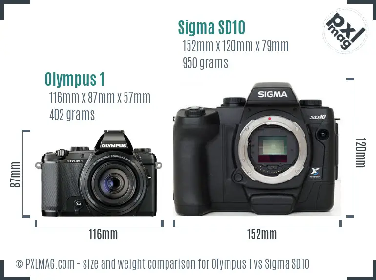 Olympus 1 vs Sigma SD10 size comparison