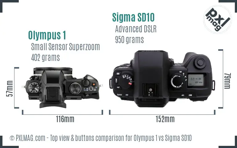 Olympus 1 vs Sigma SD10 top view buttons comparison