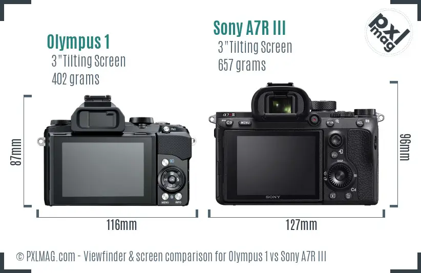 Olympus 1 vs Sony A7R III Screen and Viewfinder comparison