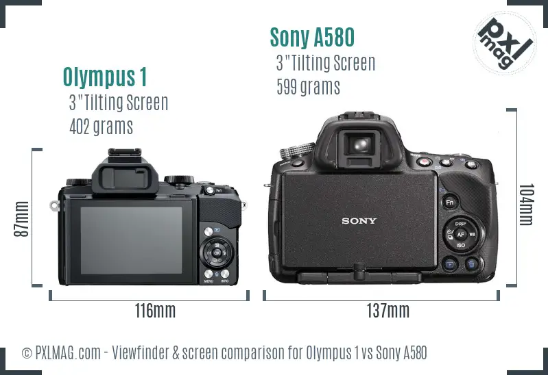 Olympus 1 vs Sony A580 Screen and Viewfinder comparison