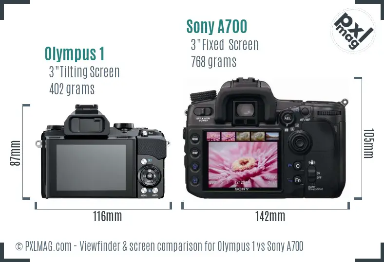 Olympus 1 vs Sony A700 Screen and Viewfinder comparison