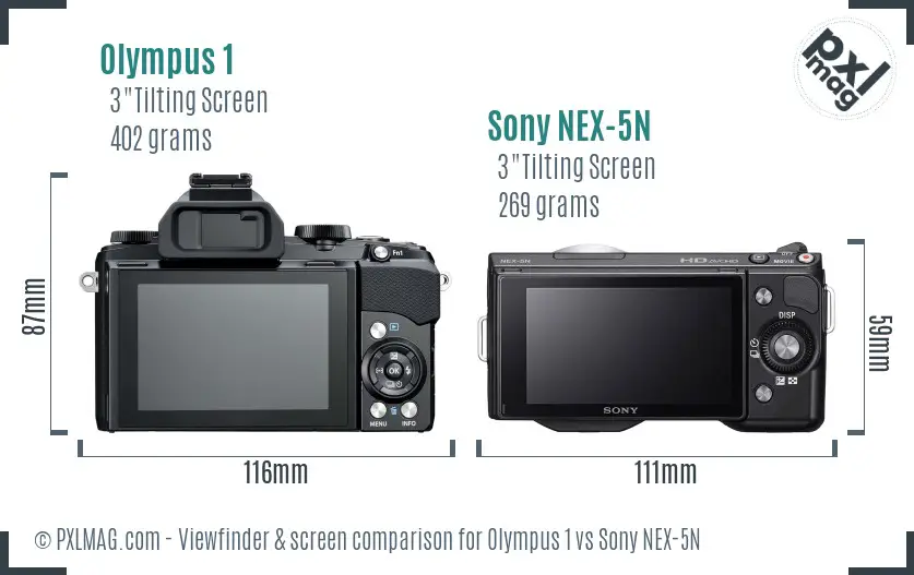 Olympus 1 vs Sony NEX-5N Screen and Viewfinder comparison