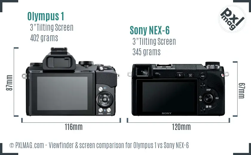 Olympus 1 vs Sony NEX-6 Screen and Viewfinder comparison Olympus 1 vs Sony NEX-6 Screen and Viewfinder comparison