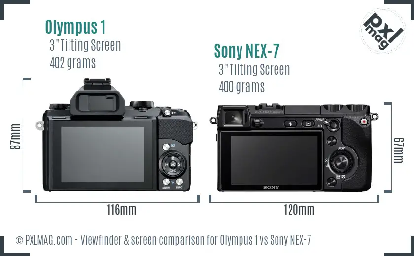 Olympus 1 vs Sony NEX-7 Screen and Viewfinder comparison