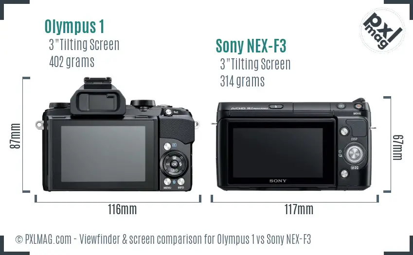 Olympus 1 vs Sony NEX-F3 Screen and Viewfinder comparison