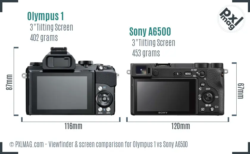 Olympus 1 vs Sony A6500 Screen and Viewfinder comparison